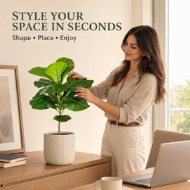 Artificial Ficus Tree Branch, 27.55 in Fake Green Plant Decor