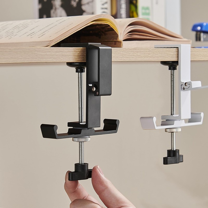 Heavyrain Desk Edge Hook Hanger, No Drilling Headphone Holder with