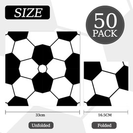 Pack of 50 Football Napkins, Disposable Birthday Party Napkins for Sports Party Supplies 33 x 33 cm