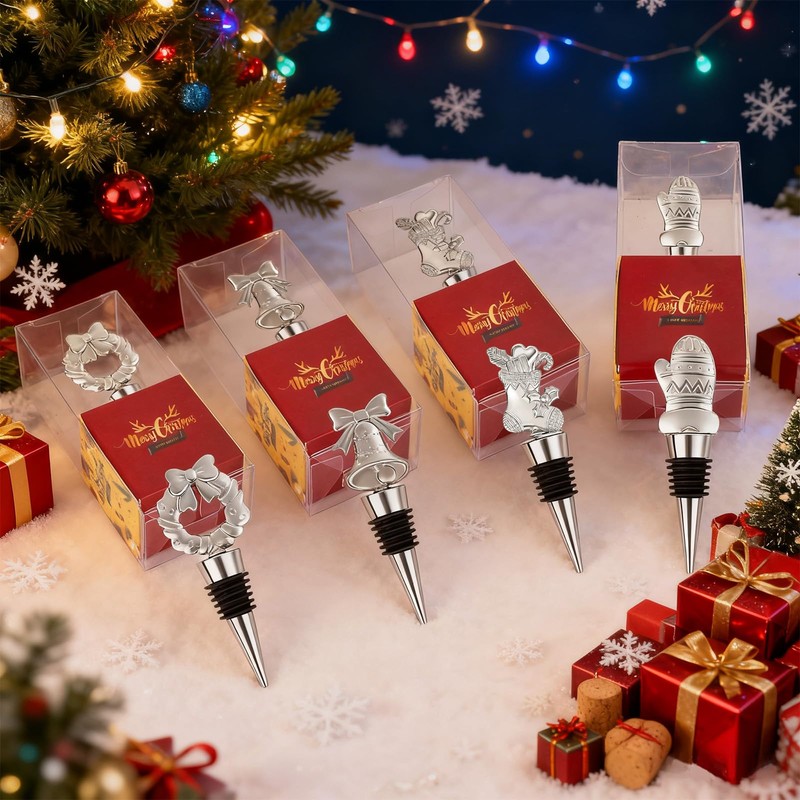 12PCS Christmas Wine Bottle Stoppers Set for Holiday Decoration Christmas