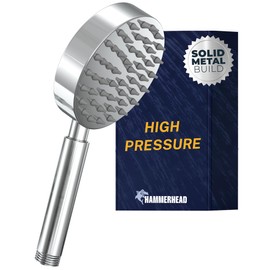 HammerHead Showers® Solid Metal Hand Held Shower Head - CHROME - 2.5 GPM High Pressure Shower Heads 4 Inch Spray Wand | Made from 304 Stainless Steel with Silicone Nozzles