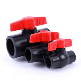 20mm 1/2" Black and Red Solvent Slip End PVC Ball Valve of Sizes 1/2" 3/4" 1" Pneumatic Fittings Bulkhead Connector for Air Water Hose/Tubing