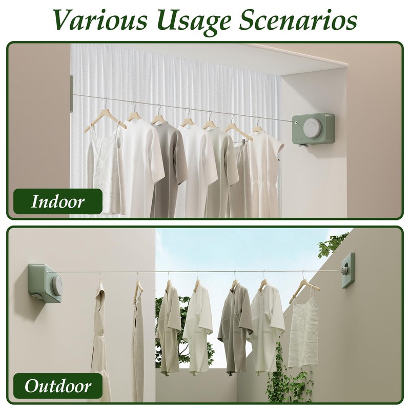 Danpoo Retrachable Clothesline Indoor Clothing Line Laundry Line Retractable Clothes
