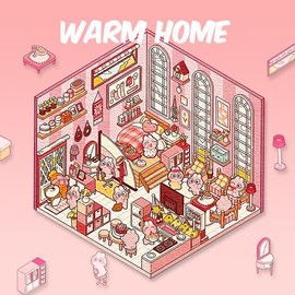 3D Miniature Scene Sticker | DIY Miniature Scenes Sticker Gifts | Journalkit | Room Sticker Book | Sticker Therapy Warm Home Relaxing:_Warm Home