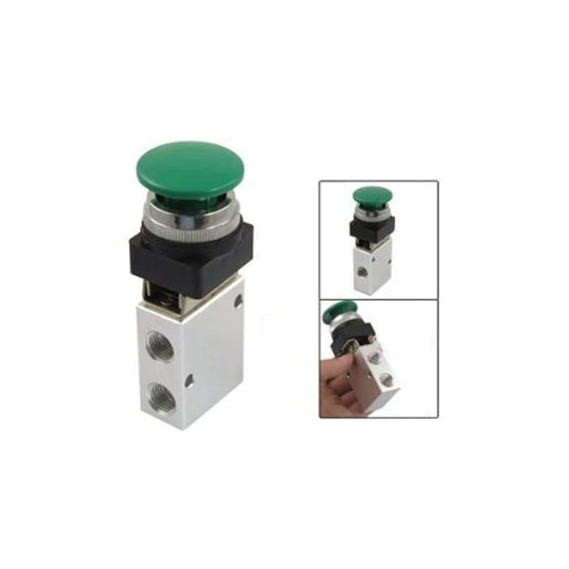 JDYYICZ 1/4" NPT Green Momentary Push Button 3 Way 2
