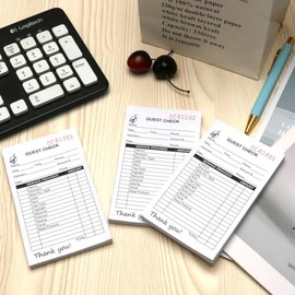 Paquete de 6 bloc de cheques de salón, libros de cheques de invitados de 2.99 x 5 pulgadas, bloc de notas de servidor, chequera de camarero, libro de 