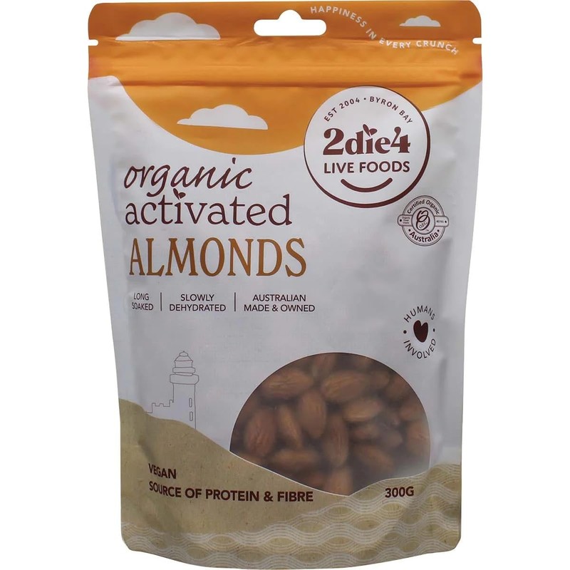 2Die4 Live Foods Activated Organic Almonds 300 g, 300 g