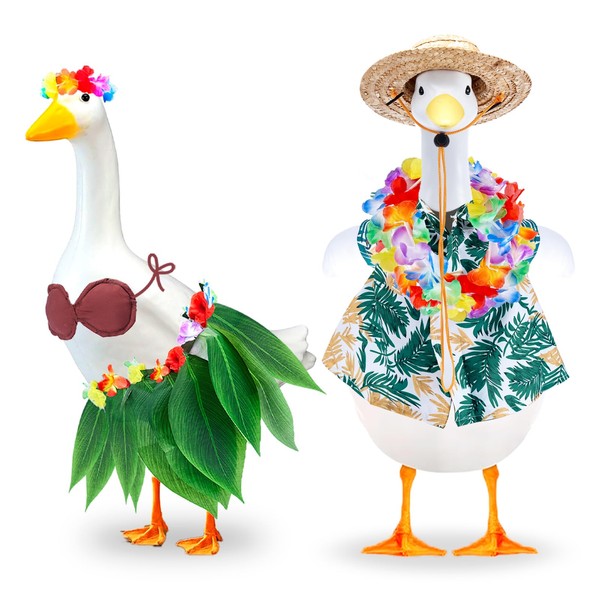 2 Set Hawaiian Porch Goose Outfits, Summer Goose Clothes for