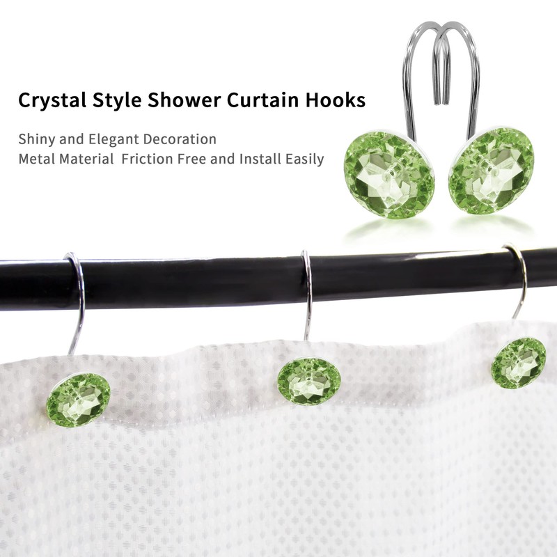 MitoVilla Sage Green Shower Curtain Hooks, Shower Hooks for Light