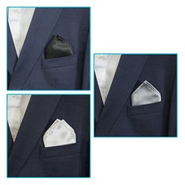 CAREOR 2 Pack Mens Pocket Square & Card Holder, Black Microfiber with Elastic Locking Suit Jackets Handkerchief Pocket Square Holder, 12.4 x 8.4 x 0.5 cm