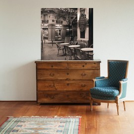 Fine Art Canvas Café, Montmartre Canvas Wall Decor by Artist Alan Blaustein for Living Room, Bedroom, Bathroom, Kitchen, Office, Bar, Dining & Guest Room - Ready to Hang - 22 in x 22 in