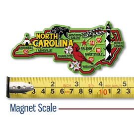 North Carolina Colorful State Magnet by Classic Magnets, 4.8" x 2.3" Collectible 3D Rubber Vintage-Style Souvenirs and Gifts Made in The USA