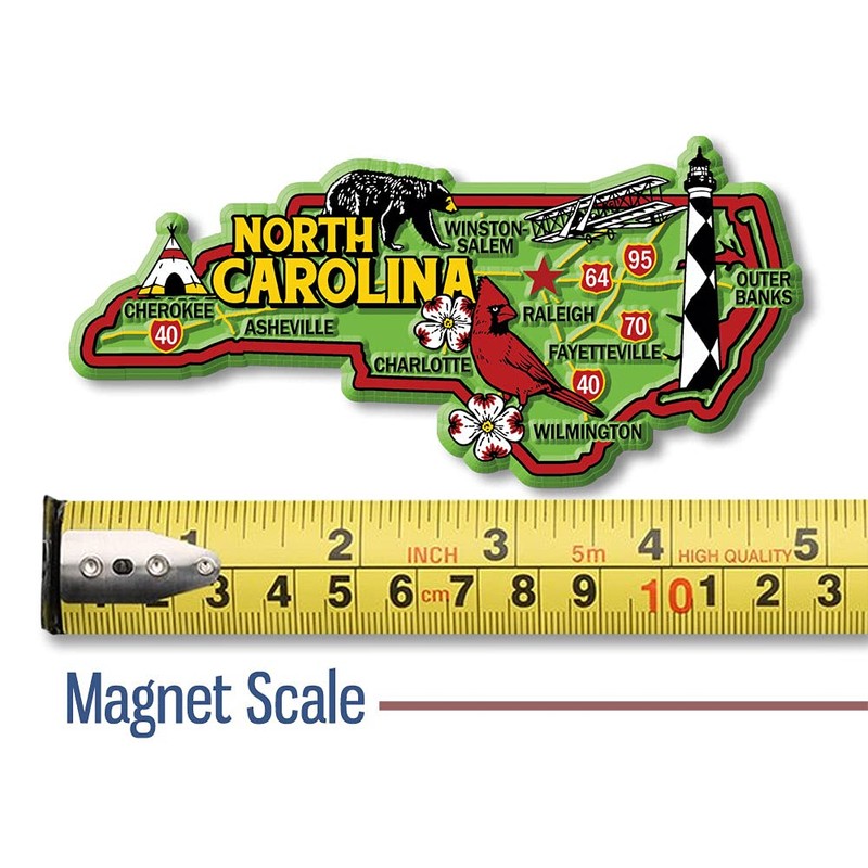 North Carolina Colorful State Magnet by Classic Magnets, 4.8" x