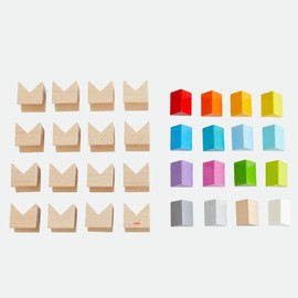HABA Creative Building Blocks - Colourful Building Set with 32 Wooden Building Blocks & 10 Template Cards - Promotes Creativity, Spatial Thinking & Fine Motor Skills - From 4 Years - 2012606001