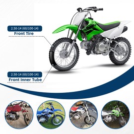 Front 2.50-14 60/100-14 Tire and Inner Tube for Honda XR70 CRF70 CRF110 KLX110 Tuttio Soleil01 DRZ110 PW80 TTR90 110cc 125cc SSR Apollo Coolster TaoTao DB14 Off Road Motorcycle Dirt Bike Parts