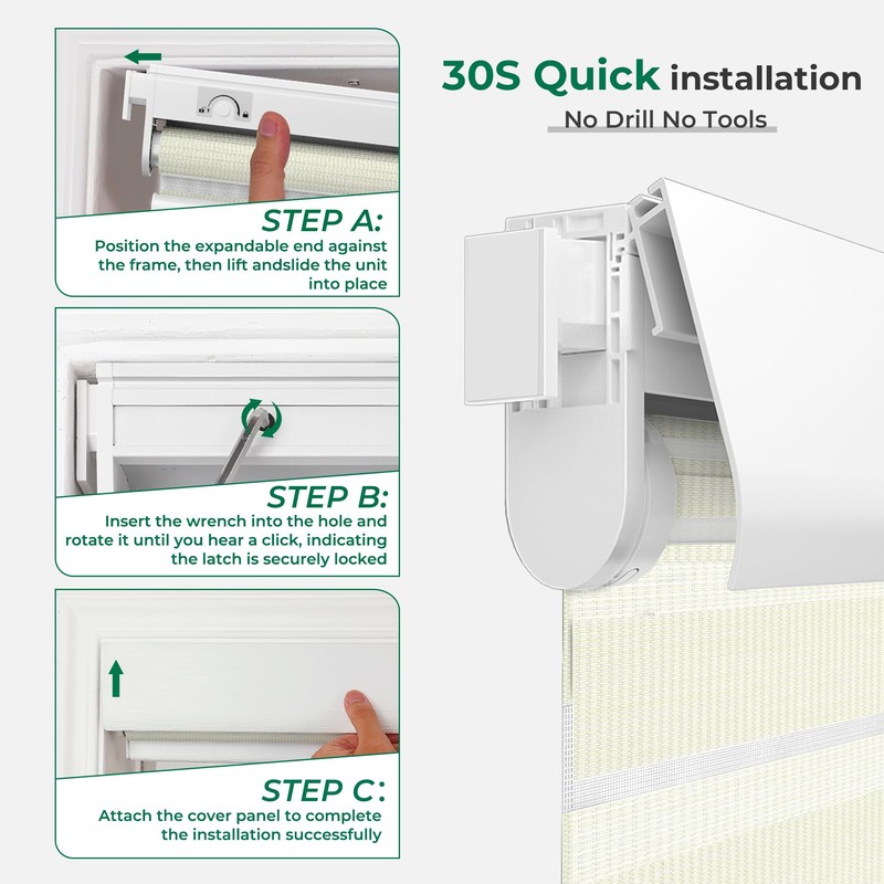 Allesin Motorized Blinds No Drill Automatic Zebra Shades with Remote