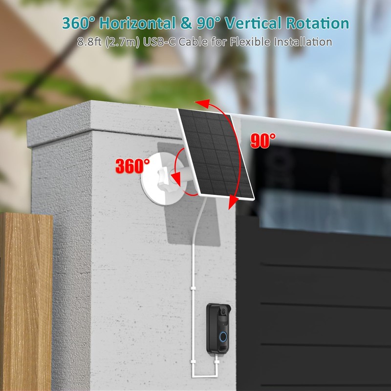 VUEBEE Solar Panel for Blink Video Doorbell, 2W USB-C Solar