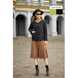 S P Y M Womens Diamond Quilted Jacket Lightweight Padding Coat with Pockets, Regular and Plus Size