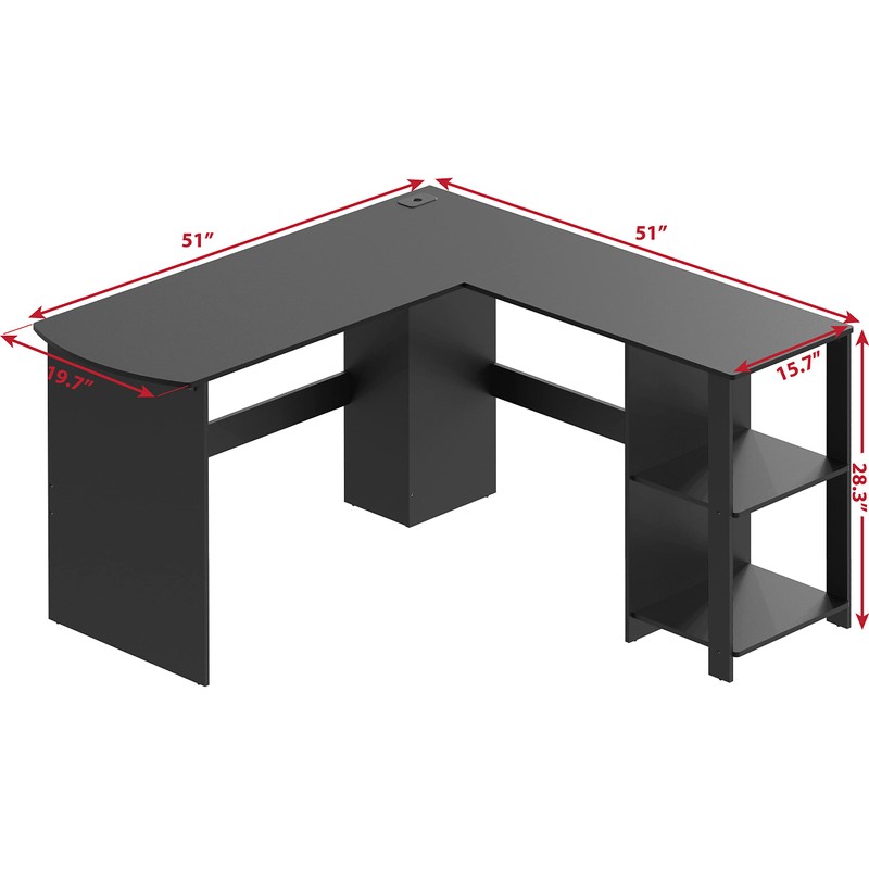 SHW 51 x 51 Inches L-Shaped Home Office Wood Corner