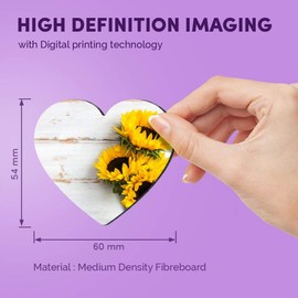 1 x Heart MDF Magnets - Sunflower Pretty Yellow Flowers 14826