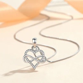 Collar Corazón Cadena De Plata 925 Caja De Regalo De Amor Plateado