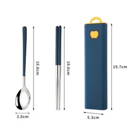 Stainless Steel Sliding Case for Easy Operation, Portable, For Students, Adults, School Meals, Lunch Outdoors, Camping, Chopsticks, Spoons, Fork Set, Bento Cutlery Set (Dark Green)