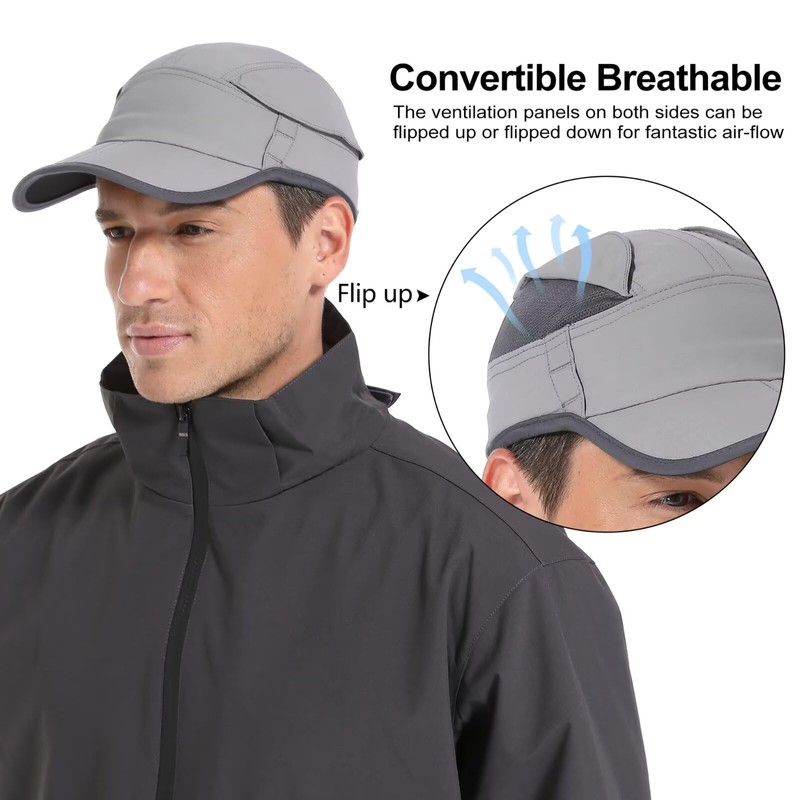 GADIEMKENSD Baseball Cap with Mesh Ventilation and Foldable Peak, Portable