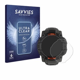 Savvies 6 Pack Screen Protector compatible with Garmin Instinct 3 Solar (50 mm) Protection Film Clear
