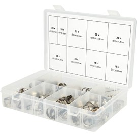 KS Tools 970.0830 Assortment of Stepless 1-Ear Hose Clamps, Diameter 5.8 - 21 mm, 170 Pieces