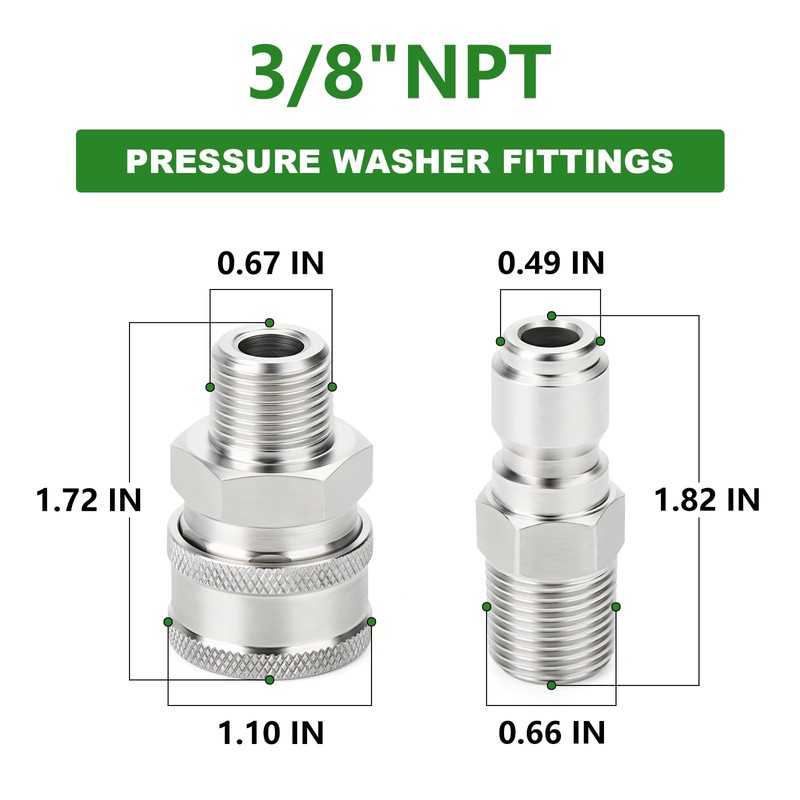 TAISHER 12PCS 304 Stainless Steel Pressure Washer Adapter Kit, Quick