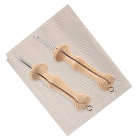 2Pcs Punch Needle Set, Monks Cloth Rug Yarn Punch Needles Set, Embroidery Pens, Embroidery Punch Needle, Wooden Handle Rug Hooking Tool Cloth Needle Threader Tools for Embroidery Sewing DIY Craft