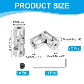 PATIKIL Universal Rotating Steering Shaft Shaft 2.3mm to 3mm Inner Diameter, 4pcs U Pivot Shaft Coupling U Joints Clutch Connector Accessories with M3 Robot