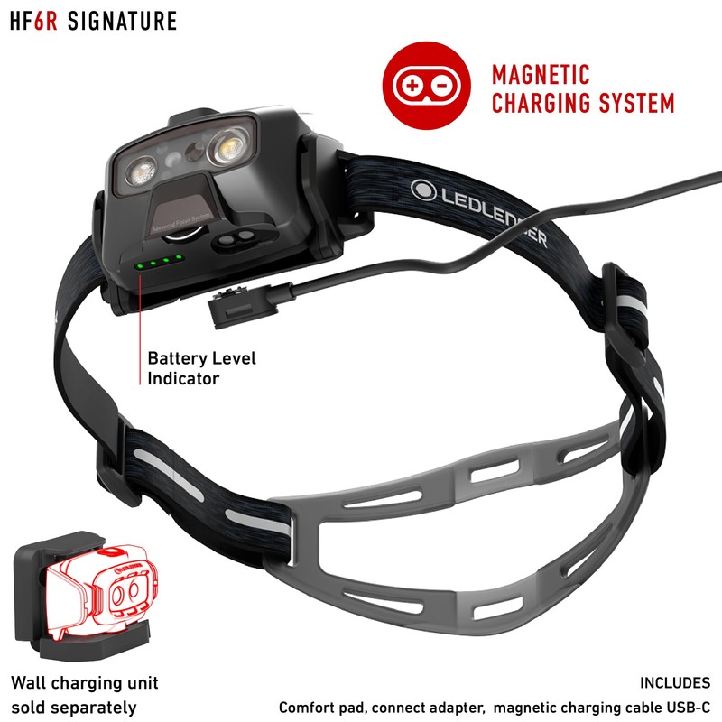 Ledlenser HF6R Signature - Linterna frontal recargable con manos libres,