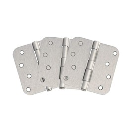 Design House 188458-SN 8-Hole 4-inch x 4-inch 5/8-inch Round Interior Radius Door Hinge Satin Nickel 3-Pack