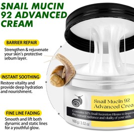 HUYEHF-Crema reparadora de caracol, suero reparador de mucina de caracol al 92%, crema hidratante facial con mucina de caracol y colágeno, crema hidratante facial diaria con caracol
