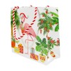 Caspari Christmas Flamingos Small Square Gift Bag, 2 Count