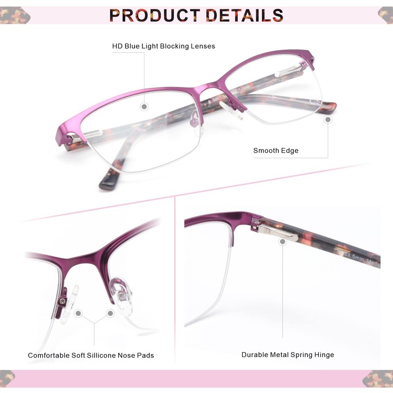 Missfive Premium Progressive Multifocus Metal Reading Glasses Women & A