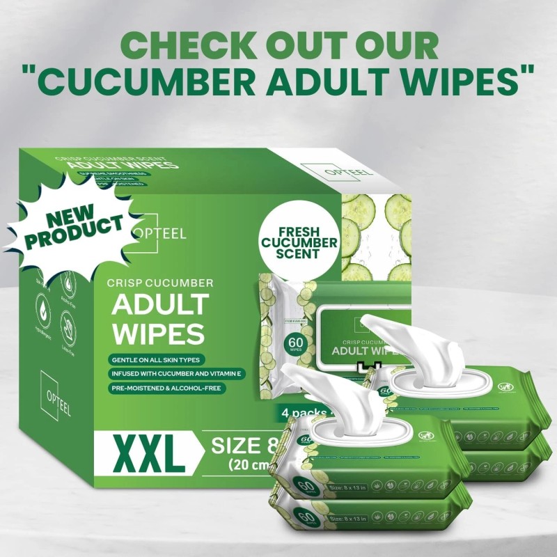 OPTEEL Adult Wipes For Elderly - 8"x13" 240ct (4 Packs