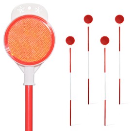Reflective Driveway Markers - 50”High Visiblility Driveway Reflectors Double Sided with Red & White Extra Sturdy Stainless Steel Pole - Rustproof for Road,Property Line,Yard,Snow Plowing - 4 Pack