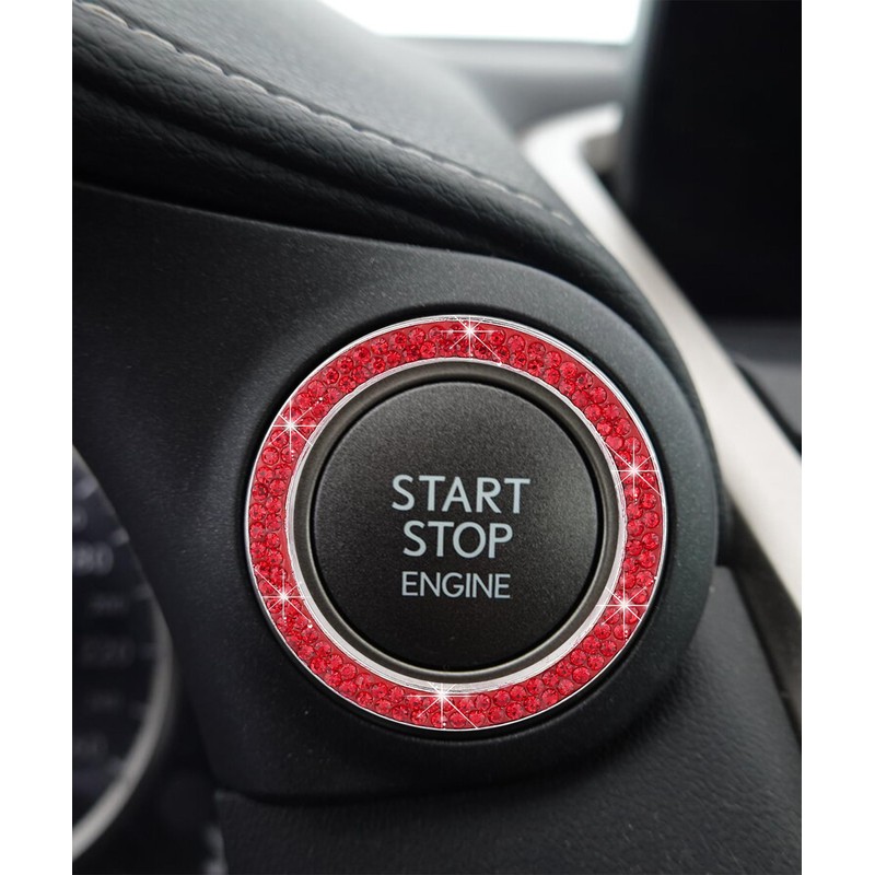 iolory car Start Button Cover,Car Stickers,Crystal Double Rhinestone Automotive Engine