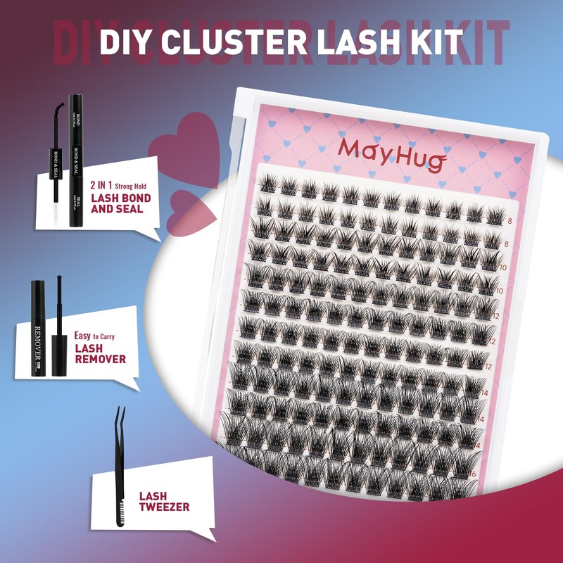 Mayhug Wispy Lash Clusters Kit Natural Lash Extensions DIY Cluster