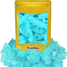 Fruidles Light Blue Cotton Candy String Rock Sugar For Tea and Coffee, Clear Pure Cane Sugar Crystals, Dissolves Quickly, Resealable Bag (2 Pounds)
