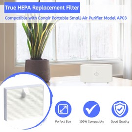 Nisipra AP03 HEPA Replacement Filter for Conair Air Purifier Portable Small Room AP03 4 Packs
