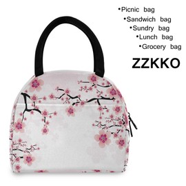 ZZKKO Abstract Cherry Blossom Lunch Bag Box Tote Organizer Lunch Container Insulated Zipper Meal Prep Cooler Handbag For Women Men Home School Office Outdoor Use