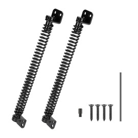 HILLMASTER 12" Gate Spring Self Closing Outdoor Door Spring Automatic Gate Closure Hardware with Adjustable Tool for Wooden Vinyl Fence, 2Pack, Black Finish