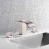 Waterfall Widespread Bathroom Faucet Brushed Nickel, 3 Hole 8 Inch