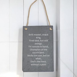Hanging Slate Board with Jute Rope, Grey, Decorative Wall Sign