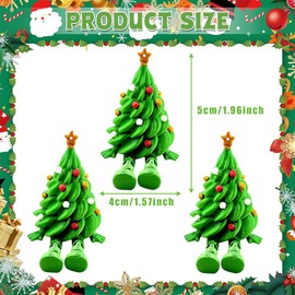 3D Printed Christmas Tree Desk Decorations 3Pcs Small Plastic Christmas Trees Figurine with Articulated Legs Cute Children's Gifts Festive Desktop Figurine for Home Office Party