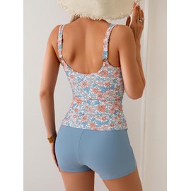 Eomenie Women's Swimsuit Tankini Set Modest Tummy Control Slimming Bathing Suits Two Piece Swim Suit with High Waisted Short