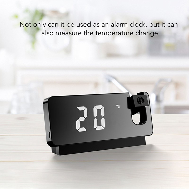 Projection Alarm Clock Time Date Temperature Display 180 Degree Wide